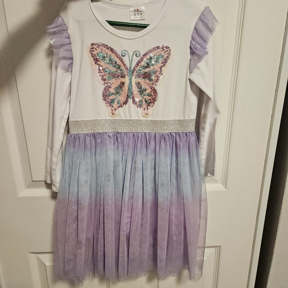 Girls' Butterfly Sequin Dress